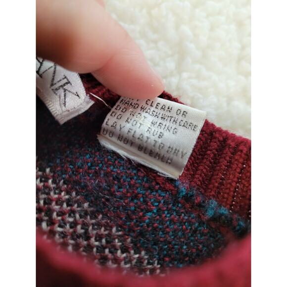 Jos. A. Bank Womens Wool Sweater Cardigan Sz M Southwestern Red Warm Daek - Picture 3 of 9